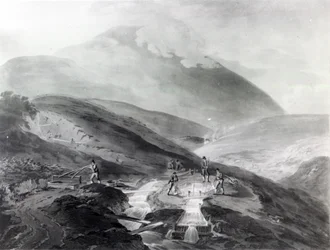 Minas de oro, Condado de Wicklow, grabado por John Bluck, 1804